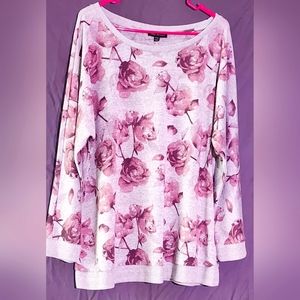 Lane Bryant Size 18/20 Gray and Pink Floral Sweater